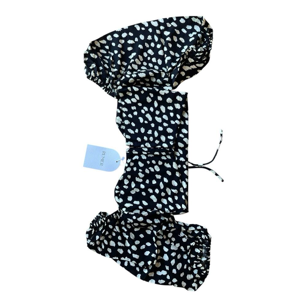 NWT Rumer The Label x Revolve Black Catalina Crop Top Blouse Puff Sleeve Size XS